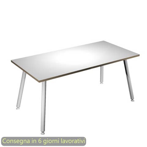 Scrivania piano bianco160x80xH.74,4 cm gamba metallo tubolare bianca linea Skinny Metal Artexport – 6403-DJA-3C-AN