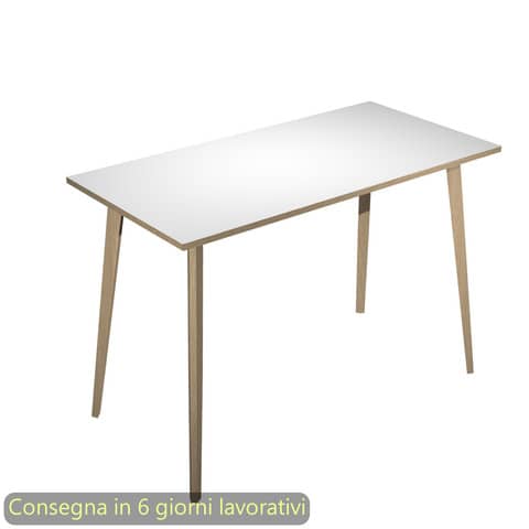 Tavolo alto Woody 160x80xH.105 cm con gambe rovere Artexport piano bianco 6403-DKC-3C-AQ