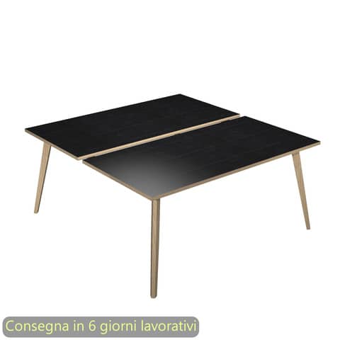 Scrivania bench nero venato frassino 120x80xH.74,4 cm gamba rastremata in legno rovere Woody – 6404B-DKA-8C-AQ