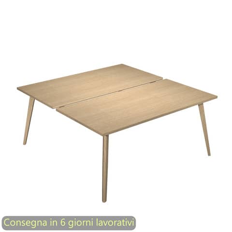 Scrivania bench doppia piano rovere 120x80xH.74,4 cm gamba rastremata in legno rovere Woody – 6404B-DKA-C-AQ