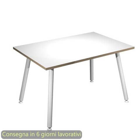 Scrivania piano bianco120x80xH.74,4 cm gamba metallo tubolare bianca linea Skinny Metal Artexport – 6404-DJA-3C-AN