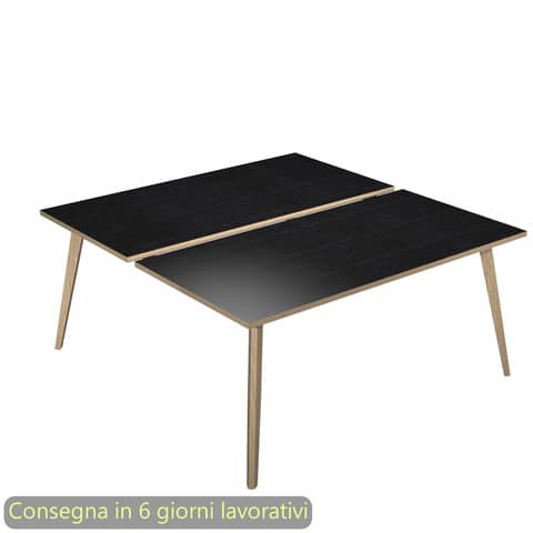Scrivania bench nero venato frassino 180x80xH.74,4 cm gamba rastremata in legno rovere Woody – 6405B-DKA-8C-AQ