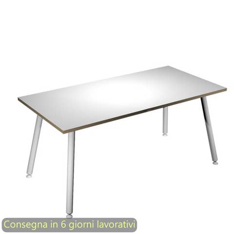 Scrivania piano bianco180x80xH.74,4 cm gamba metallo tubolare bianca linea Skinny Metal Artexport – 6405-DJA-3C-AN