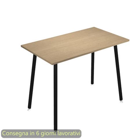 Tavolo alto Skinny Metal 180x80xH.105 cm con gambe metalliche nere Artexport piano rovere – 6405-DJC-C-AQ
