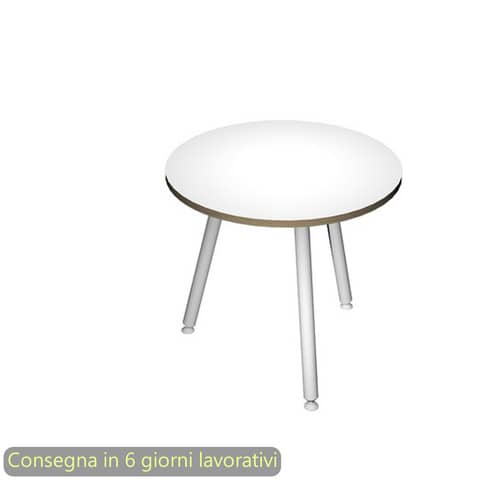 Tavolo riunione rotondo Skinny Metal ø80xH.74,4 cm con 3 gambe met. bianche Artexport piano bianco – 6408-DJA-3C-AN