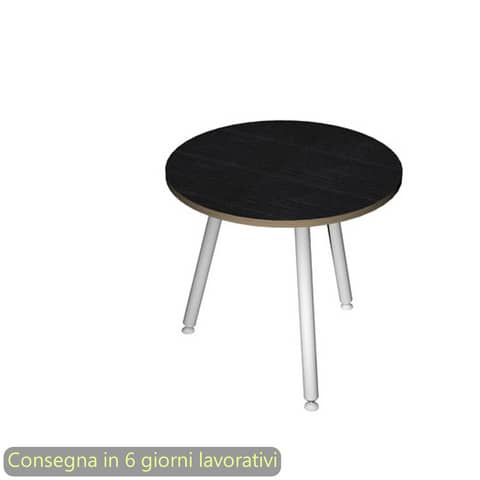 Tavolo riunione rotondo Skinny Metal ø80xH.74,4 cm con 3 gambe met. bianche Artexport piano nero – 6408-DJA-8C-AN