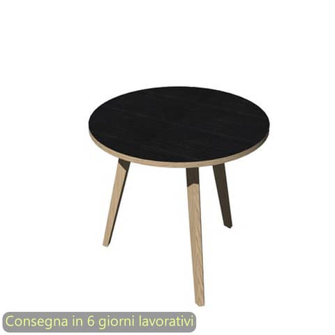 Tavolo riunione rotondo Woody ø80xH.74,4 cm con 3 gambe rovere Artexport piano nero – 6408-DKA-8C-AQ