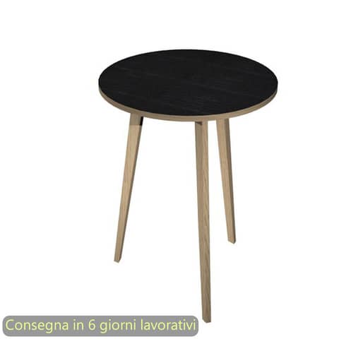 Tavolo riunione rotondo alto Woody ø80xH.105 cm con 3 gambe rovere Artexport piano nero – 6408-DKD-8C-AQ