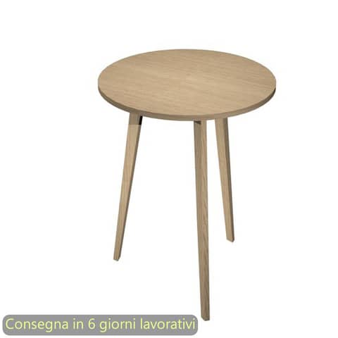 Tavolo riunione rotondo alto Woody ø80xH.105 cm con 3 gambe rovere Artexport piano rovere – 6408-DKD-C-AQ