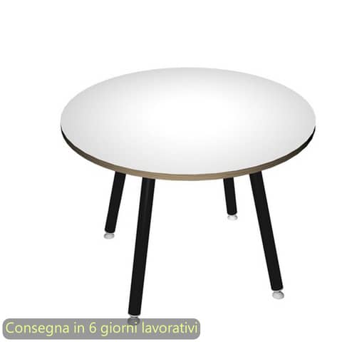 Tavolo riunione rotondo Skinny Metal ø100xH.74,4 cm con 3 gambe met. bianche Artexport piano bianco – 6410-DJA-3C-AN