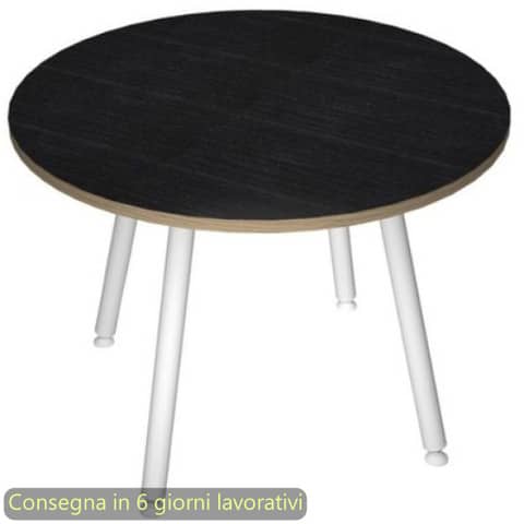 Tavolo riunione rotondo Skinny Metal ø100xH.74,4 cm con 3 gambe met. bianche Artexport piano nero – 6410-DJA-8C-AN