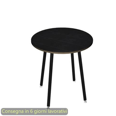 Tavolo riunione rotondo alto Skinny Metal ø100xH.105 cm 3 gambe metalliche bianche Artexport piano nero