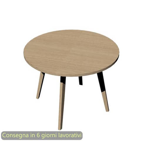 Tavolo riunione rotondo basso Woody ø100xH.74,4 cm con 3 gambe rovere Artexport piano rovere – 6410-DKA-C-AQ