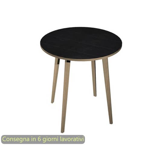 Tavolo riunione rotondo alto Woody ø100xH.105 cm con 3 gambe rovere Artexport piano nero – 6410-DKD-8C-AQ