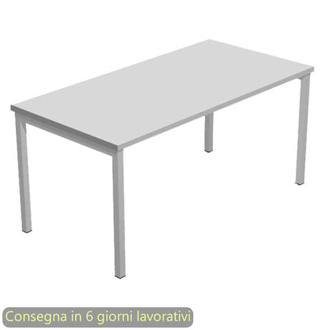 Scrivania piano grigio 120x80xH.72,5 cm gamba a ponte in metallo grigio linea Presto Venere Plus Artexport – 664/9