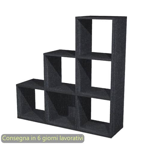 Libreria Maxicolor 6 caselle scalare 104×29,2xH.103,9 cm Artexport nero 6DMaxC/8