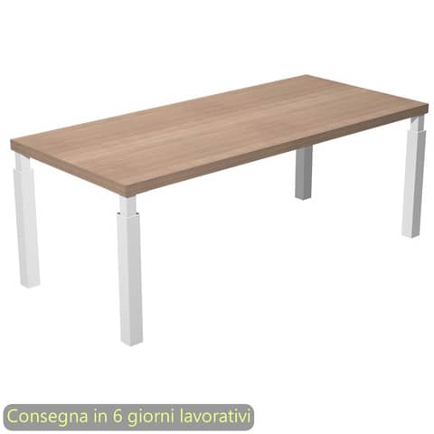 Scrivania direzionale piano ciliegio arabis 180x90xH.74 cm gamba metallo bianco sez. quadrata Flora – 01G/K-AM