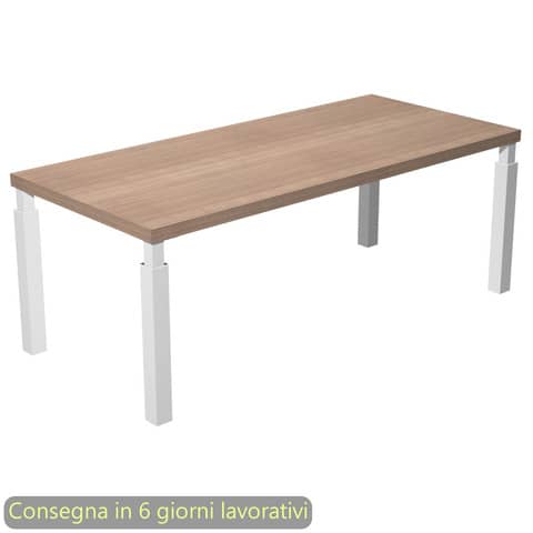 Scrivania direzionale piano ciliegio arabis 210x90xH.74 cm gamba metallo bianco sez. quadrata Flora – 902G/K-AM