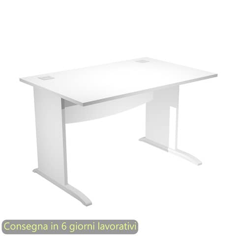 Scrivania piano bianco 120x80xH.73 cm gamba a pannello con piede ad L grigio linea Flex Artexport – JPL120/3