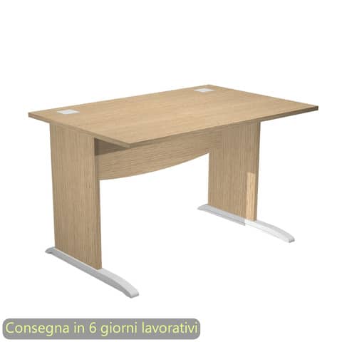 Scrivania piano rovere 120x80xH.73 cm gamba a pannello con piede ad L grigio linea Flex Artexport – JJPL120/C