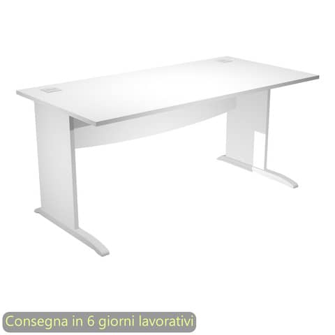 Scrivania piano bianco 140x80xH.73 cm gamba a pannello con piede ad L grigio linea Flex Artexport – JPL140/3