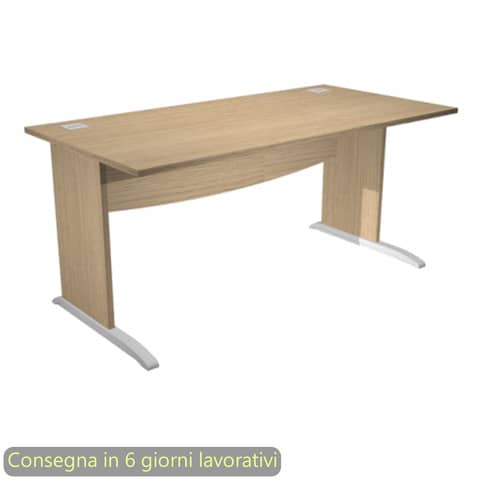 Scrivania piano rovere 140x80xH.73 cm gamba a pannello con piede ad L grigio linea Flex Artexport – JPL140/C
