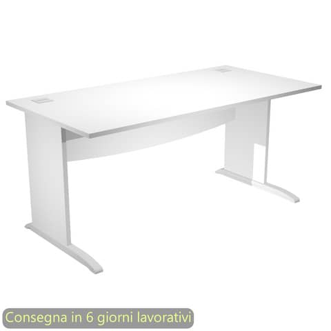 Scrivania piano bianco 180x80xH.73 cm gamba a pannello con piede ad L grigio linea Flex Artexport – JPL180/3