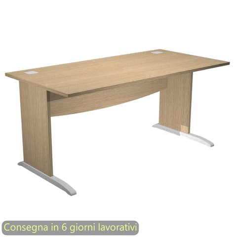 Scrivania piano rovere 180x80xH.73 cm gamba a pannello con piede ad L grigio linea Flex Artexport – JPL180/C