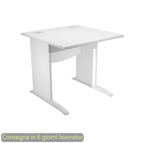Scrivania piano bianco 80x80xH.73 cm gamba a pannello con piede ad L grigio linea Flex Artexport – JPL80/3