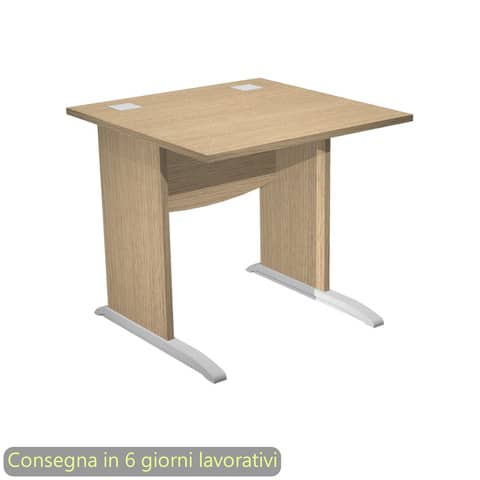 Scrivania piano rovere 80x80xH.73 cm gamba a pannello con piede ad L grigio linea Flex Artexport – JPL80/C