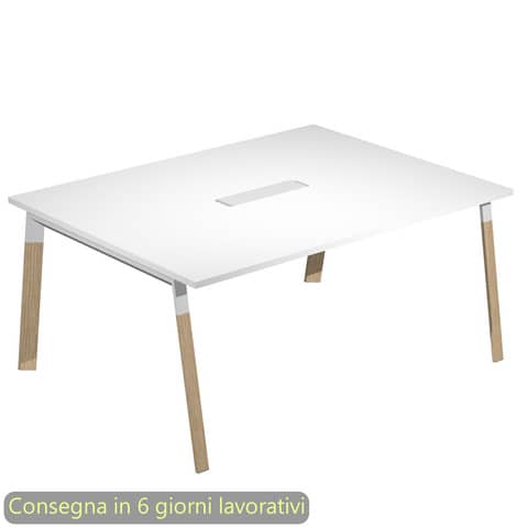 Tavolo riunioni con top access Bridge 160x120xH.72,5 cm gambe met. bianche Artexport piano bianco – SOL-TR/3-AM