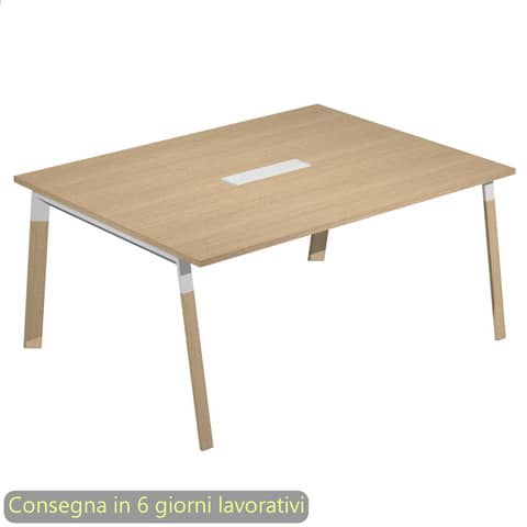 Tavolo riunioni con top access Bridge 160x120xH.72,5 cm gambe met. bianche Artexport piano rovere – SOL-TR/C-AM