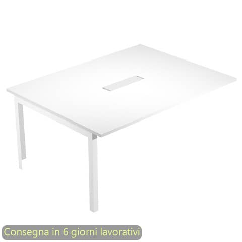 Allungo laterale per tavolo riunioni Bridge 160x120xH.72,5 cm gambe met. bianche Artexport piano bianco