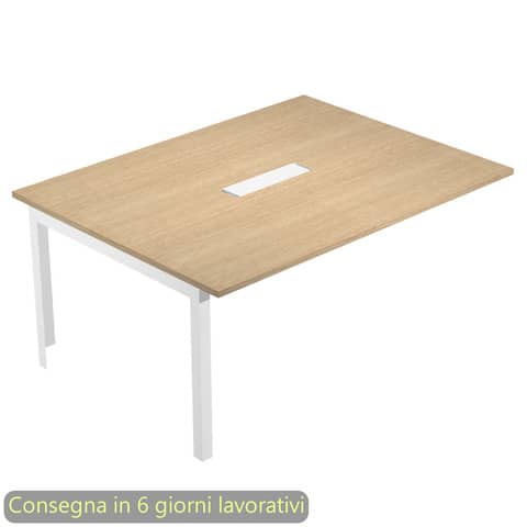 Allungo laterale per tavolo riunioni Bridge 160x120xH.72,5 cm gambe met. bianche Artexport piano rovere