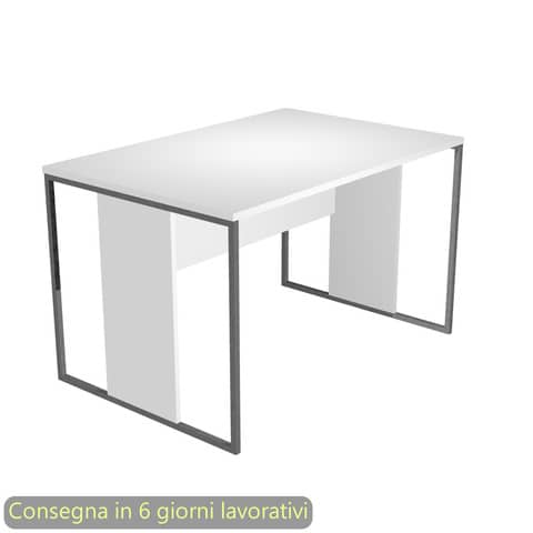 Scrivania piano bianco 120x80xH.74,4 cm gamba a pannello con anello in metallo antracite Blade Artexport – 414-3-AF