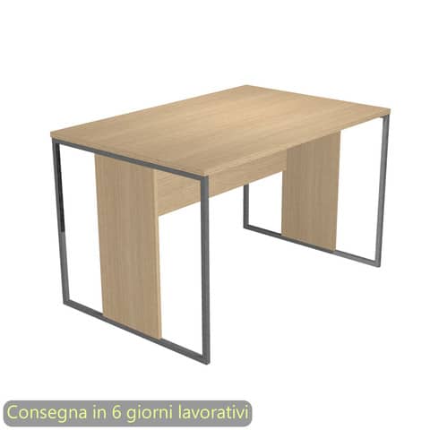 Scrivania piano rovere 120x80xH.74,4 cm gamba a pannello con anello in metallo antracite Blade Artexport – 414-C-AF