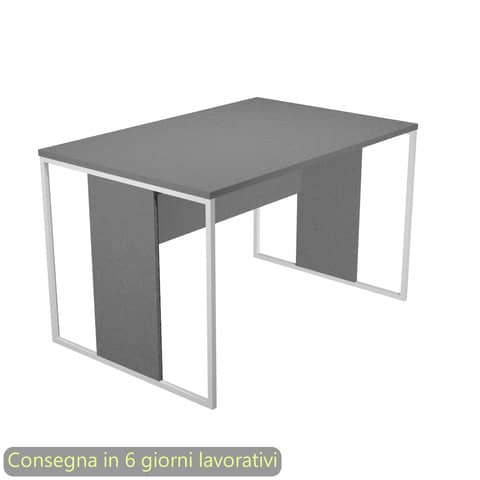 Scrivania piano antracite 120x80x74,4 cm gamba a pannello con anello in metallo bianco linea Blade Artexport – 414-T-AN