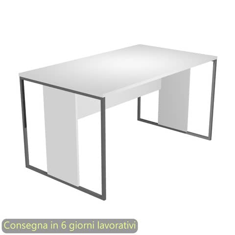 Scrivania piano bianco 140x80xH.74,4 cm gamba a pannello con anello in metallo antracite Blade Artexport – 412-3-AF