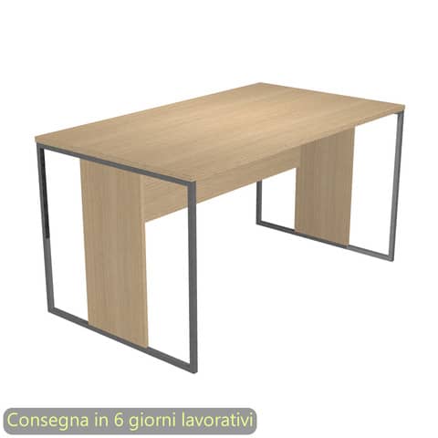 Scrivania piano rovere 140x80xH.74,4 cm gamba a pannello con anello in metallo antracite Blade Artexport – 412-C-AF