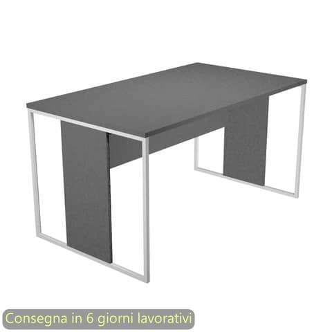 Scrivania piano antracite 140x80x74,4 cm gamba a pannello con anello in metallo bianco linea Blade Artexport – 412-T-AN