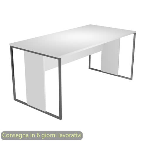 Scrivania piano bianco 160x80xH.74,4 cm gamba a pannello con anello in metallo antracite Blade Artexport – 413-3-AF