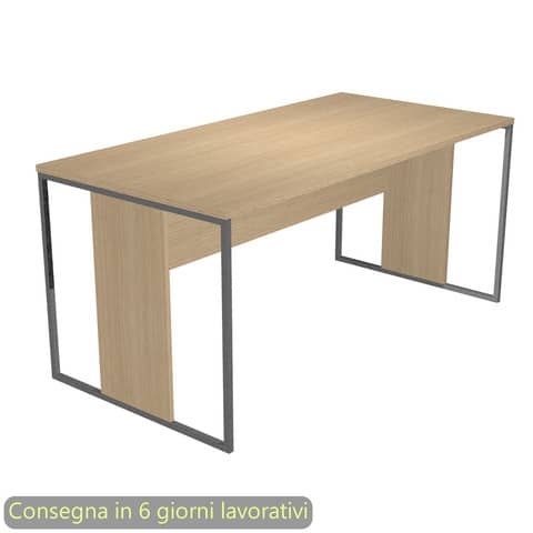 Scrivania piano rovere 160x80xH.74,4 cm gamba a pannello con anello in metallo antracite Blade Artexport – 413-C-AF