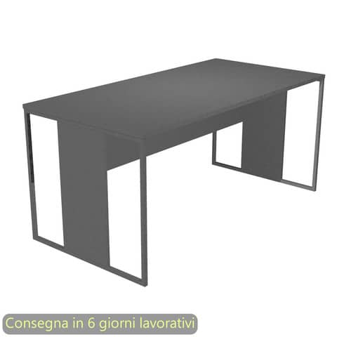 Scrivania piano antracite 160x80x74,4 cm gamba a pannello con anello in metallo antracite Blade Artexport – 413-T-AF