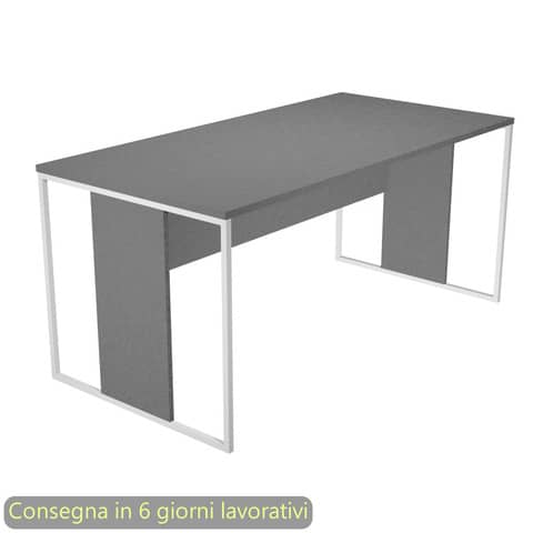 Scrivania piano antracite 160x80x74,4 cm gamba a pannello con anello in metallo bianco linea Blade Artexport – 413-T-AN