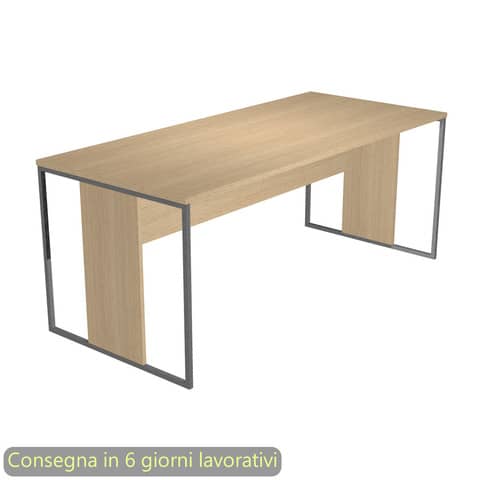 Scrivania piano rovere 180x80xH.74,4 cm gamba a pannello con anello in metallo antracite Blade Artexport – 415-C-AF