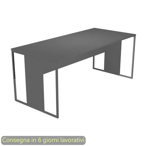 Scrivania piano antracite 180x80x74,4 cm gamba a pannello con anello in metallo antracite Blade Artexport – 415-T-AF