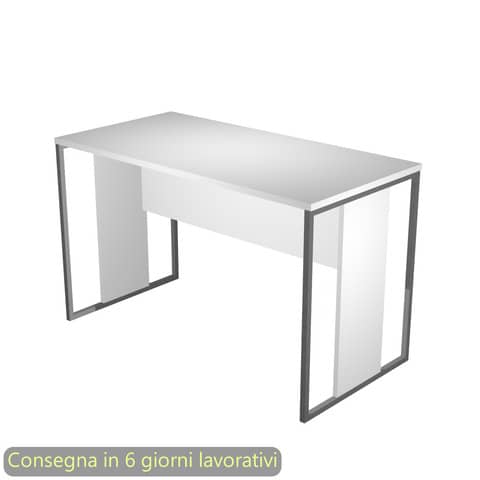 Scrivania piano bianco 120x60xH.74,4 cm gamba a pannello con anello in metallo antracite Blade Artexport – 484-3-AF