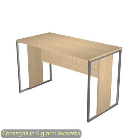 Scrivania piano rovere 120x60xH.74,4 cm gamba a pannello con anello in metallo antracite Blade Artexport – 484-C-AF