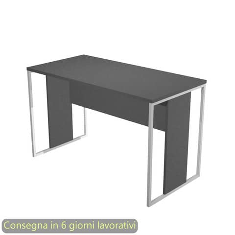 Scrivania piano antracite 120x60x74,4 cm gamba a pannello con anello in metallo bianco linea Blade Artexport –  484-T-AN