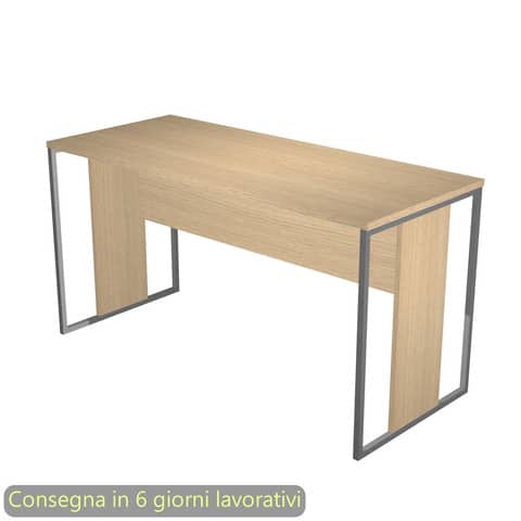 Scrivania piano rovere 140x60xH.74,4 cm gamba a pannello con anello in metallo antracite Blade Artexport – 482-C-AF